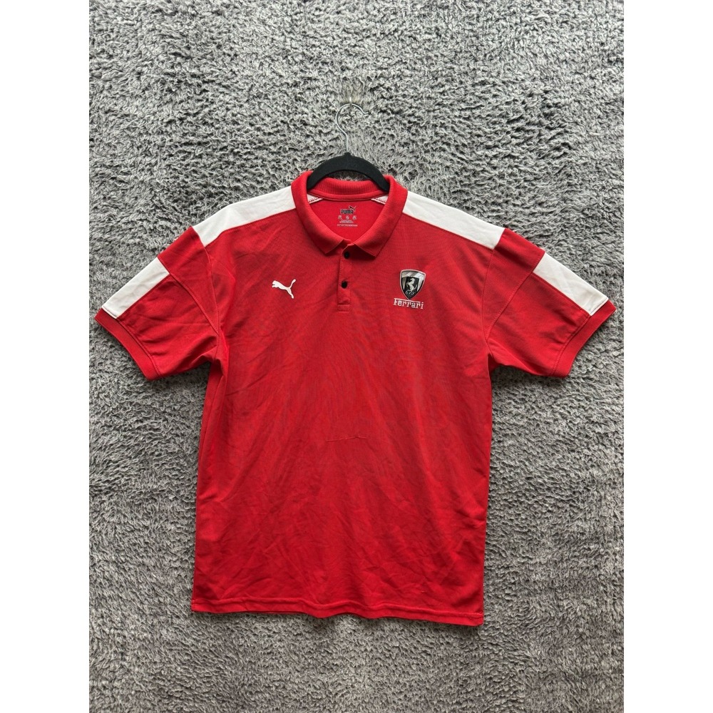 Puma Scuderia Ferrari Style Motorsport Jacquard Polo Shirt Red Mens Size XXL